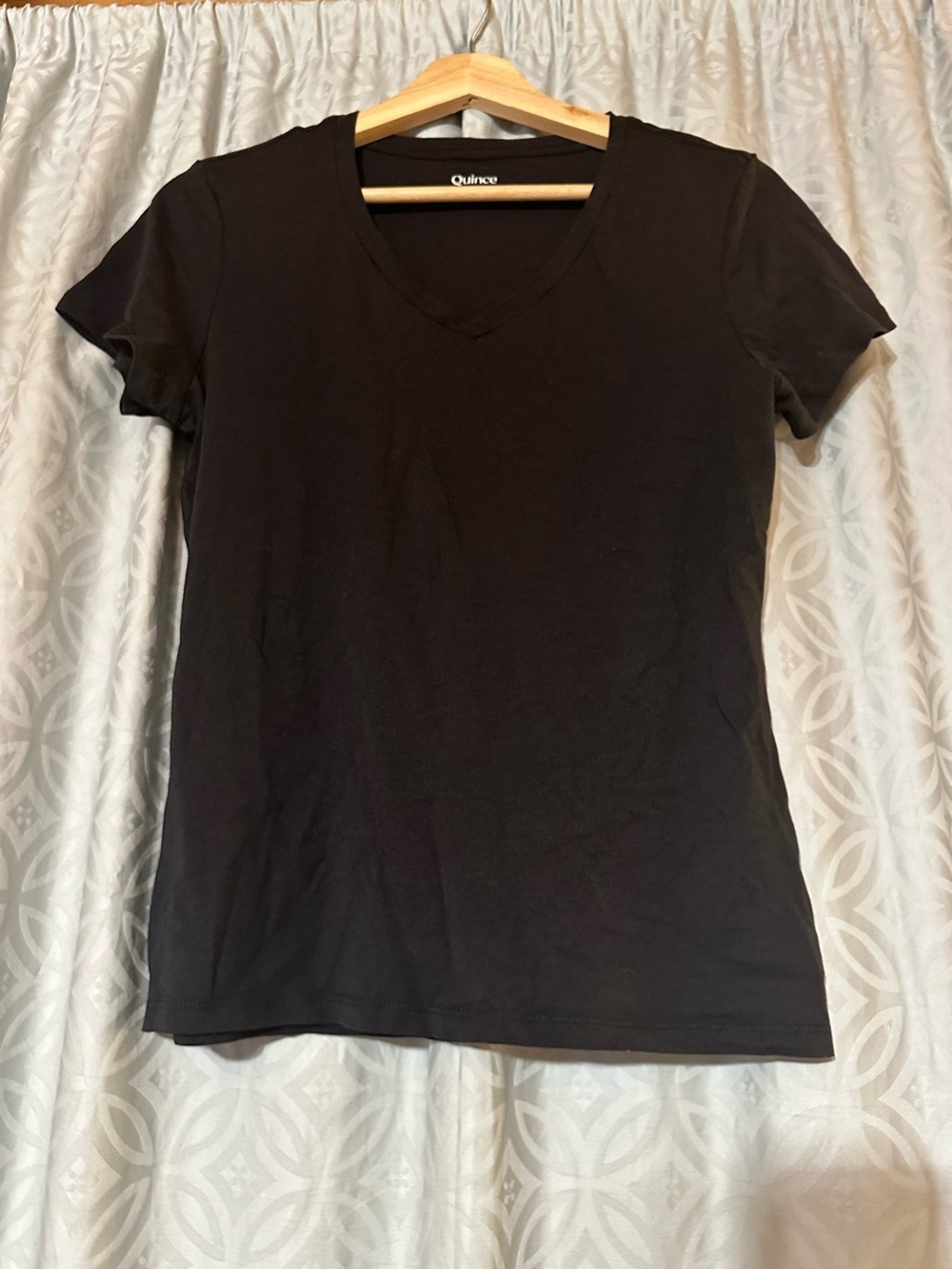 Quince V-Neck T Shirt Women’s S Short Sleeve Minimalist Basic Tee Staple Black